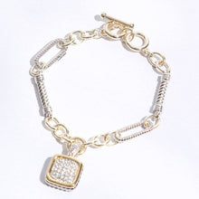 Load image into Gallery viewer, Fashion City - Square CZ 2T Link Chain Bracelet: BK / ONE SIZE
