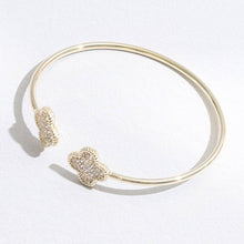 Load image into Gallery viewer, Fashion City - Thin Gold Tone Wire Two CZ Clover Edges Bracelet: BG / ONE SIZE
