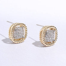 Load image into Gallery viewer, Fashion City - Squircle Twisted Double Line CZ Post Earrings: MULTI / ONE SIZE
