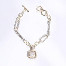 Load image into Gallery viewer, Fashion City - Square CZ 2T Link Chain Bracelet: BK / ONE SIZE
