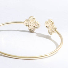 Load image into Gallery viewer, Fashion City - Thin Gold Tone Wire Two CZ Clover Edges Bracelet: BG / ONE SIZE
