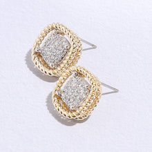 Load image into Gallery viewer, Fashion City - Squircle Twisted Double Line CZ Post Earrings: MULTI / ONE SIZE

