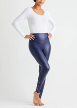 Load image into Gallery viewer, Yummie - Faux Leather Shaping Legging with Side Zip: M / Medieval Blue
