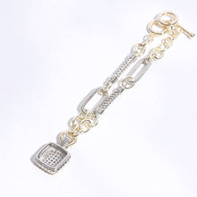 Load image into Gallery viewer, Fashion City - Square CZ 2T Link Chain Bracelet: BK / ONE SIZE
