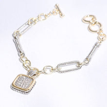 Load image into Gallery viewer, Fashion City - Square CZ 2T Link Chain Bracelet: BK / ONE SIZE
