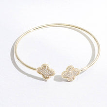 Load image into Gallery viewer, Fashion City - Thin Gold Tone Wire Two CZ Clover Edges Bracelet: BG / ONE SIZE
