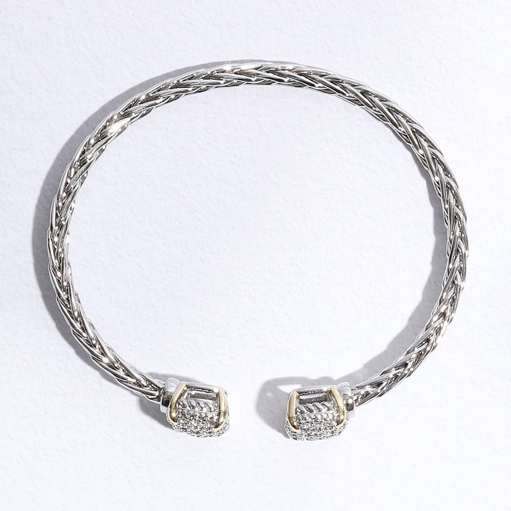 Fashion City - 3MM Ponytail Square Pave CZ Bangle Bracelet: KPV / ONE SIZE