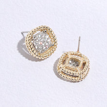 Load image into Gallery viewer, Fashion City - Squircle Twisted Double Line CZ Post Earrings: MULTI / ONE SIZE
