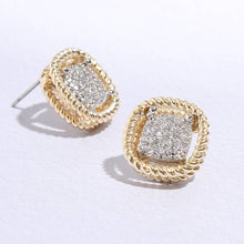 Load image into Gallery viewer, Fashion City - Squircle Twisted Double Line CZ Post Earrings: MULTI / ONE SIZE
