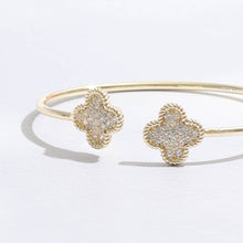 Load image into Gallery viewer, Fashion City - Thin Gold Tone Wire Two CZ Clover Edges Bracelet: BG / ONE SIZE
