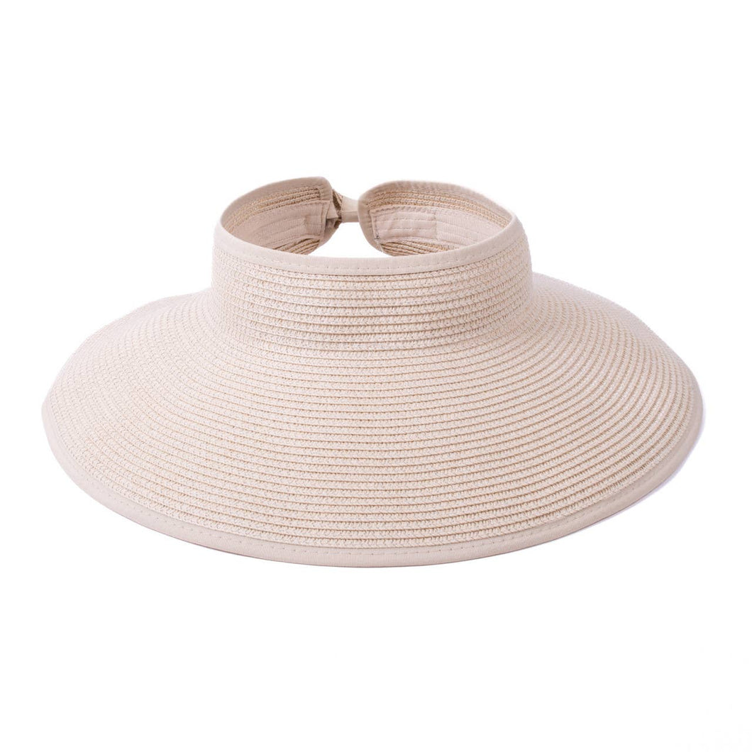Selini New York - Rollable Solid Color Straw Visor Sun Hat- LFH190114: Sand