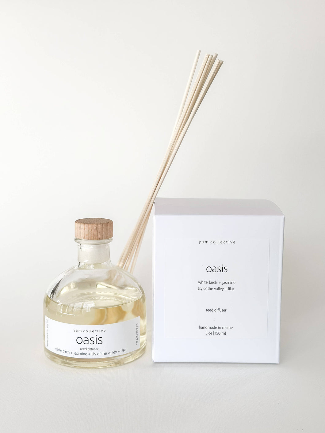 yam collective - Reed Diffuser- OASIS white birch, jasmine, lily