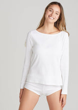 Load image into Gallery viewer, Yummie - Long Sleeve Lounge Tee - Cotton Rib: White / L
